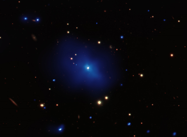 Distant Galaxy Cluster Has a Cold Quasar Heart